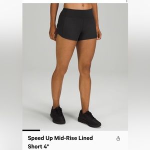 Lululemon Speed Up Mid Rise Lined Shorts 4” Size 4